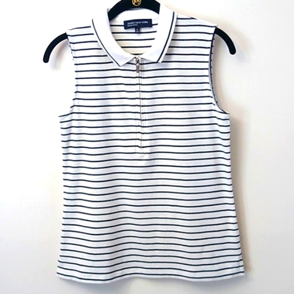 Jones New York Signature 1/2 Zip Sleeveless Top, M
